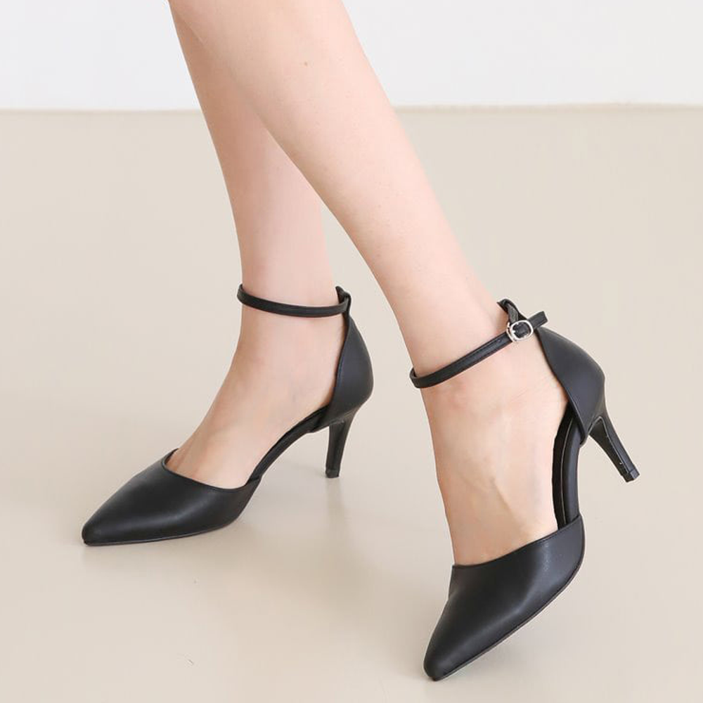 [GIRLS GOOB] Women's Ankle Strap High Heels, Dress Pointed Toe Stiletto, Pumps, Sandals Synthetic Leather - Made in KOREA
